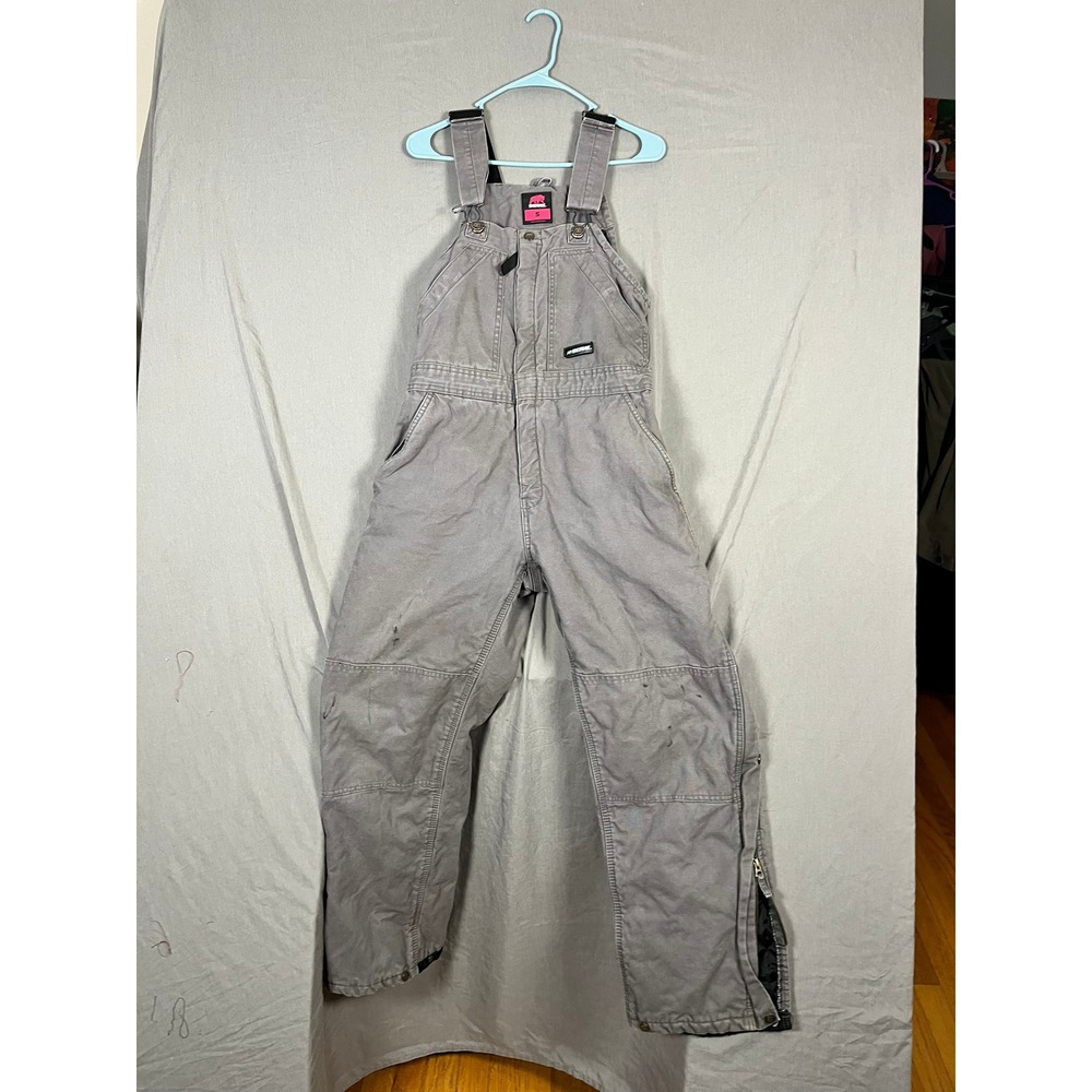 Berne Overalls Unisex S Bib Gray Workwear Double Knee Duck Canvas EUC Berne